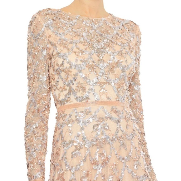 Mac Duggal  5496 NWT EMBELLISHED ILLUSION HIGH NECK LONG SLEEVE A LINE GOWN - Picture 3 of 6